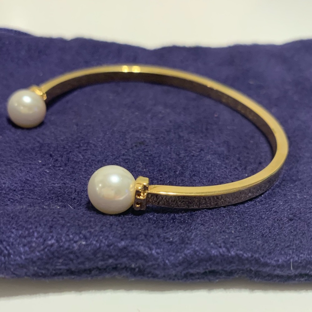 Tory Burch Thin Gold Cuff with Pearls